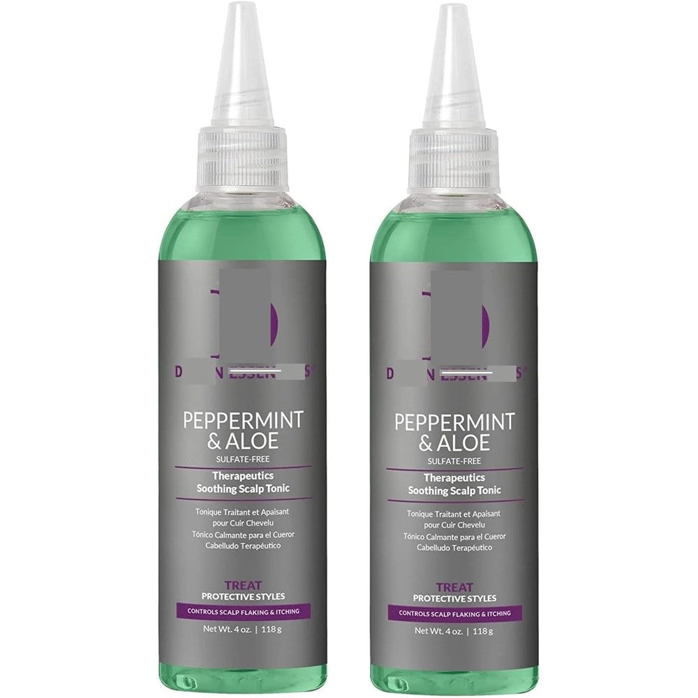 Design Essentials Peppermint and Aloe Therapeutics Soothing Scalp Tonic front view two pack for dry itchy scalp relief