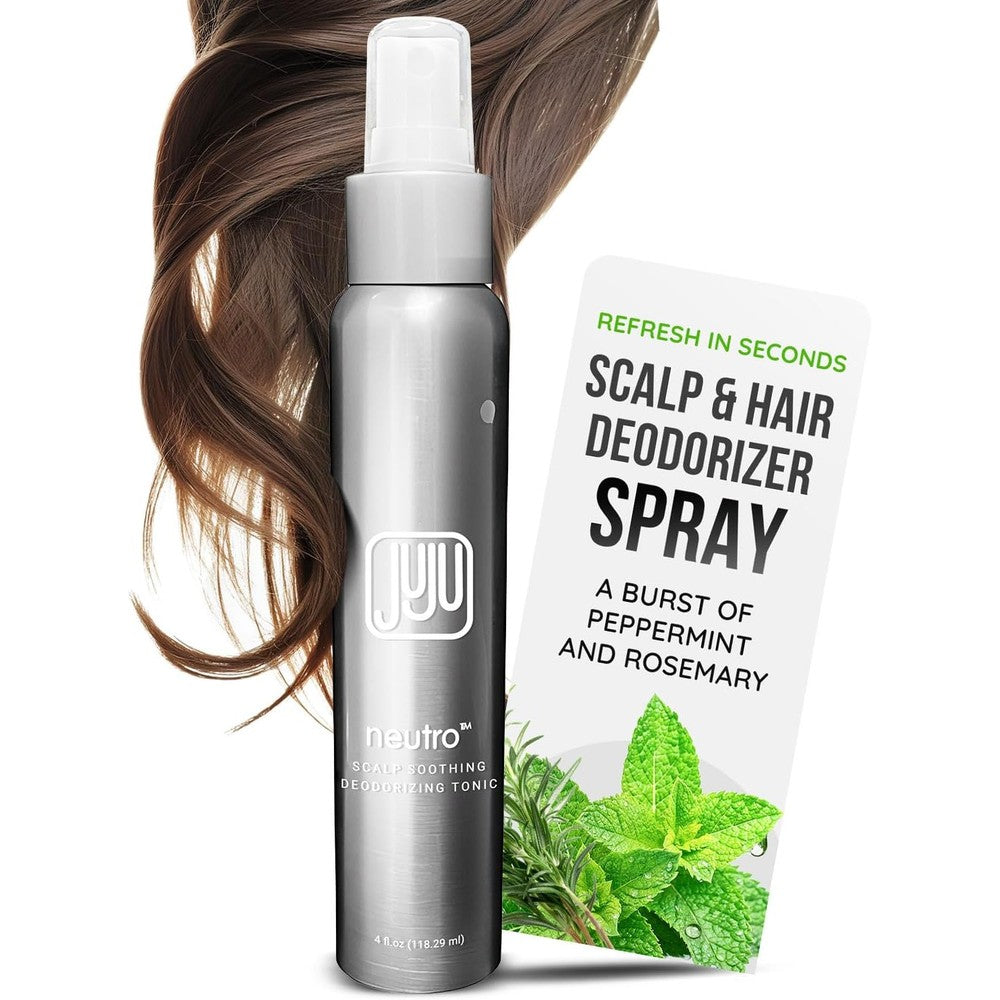 JUJU CHAN Neutro Soothing Scalp and Hair Deodorizing Tonic Spray 4 Fluid Ounce bottle front view