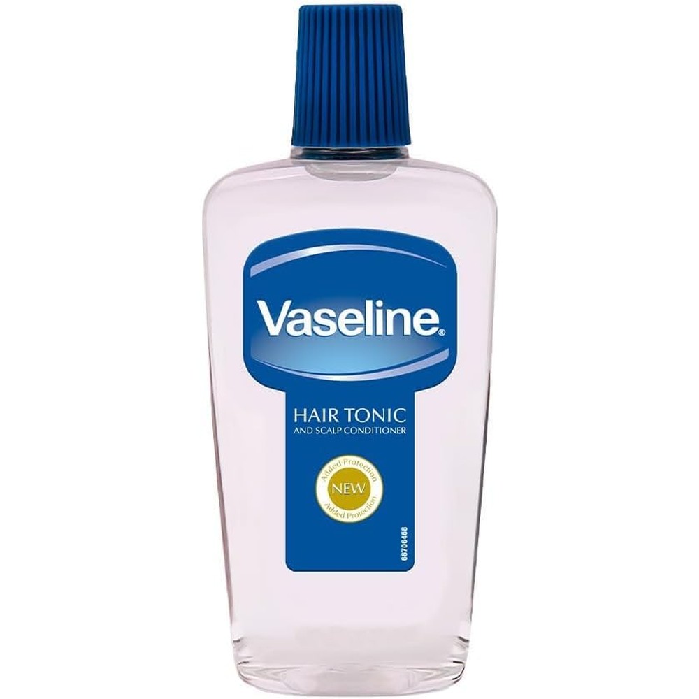 Vaseline Hair Tonic 200ml bottle front view showing the blue cap and label details.