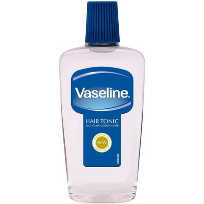 Vaseline Hair Tonic 200ml bottle front view showing the blue cap and label details.