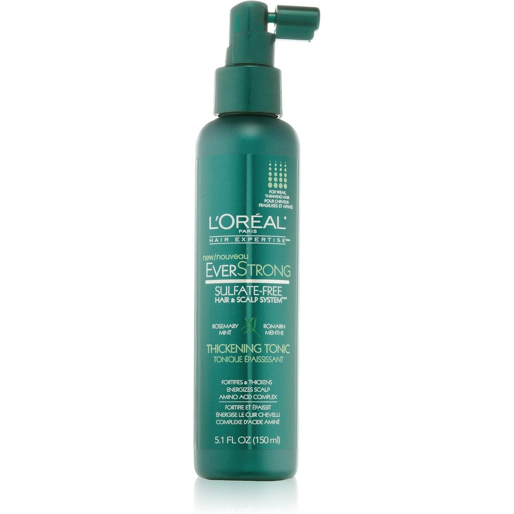 L'Oreal Paris EverStrong Thickening Tonic 5.1 Fluid Ounce front view bottle for hair volume