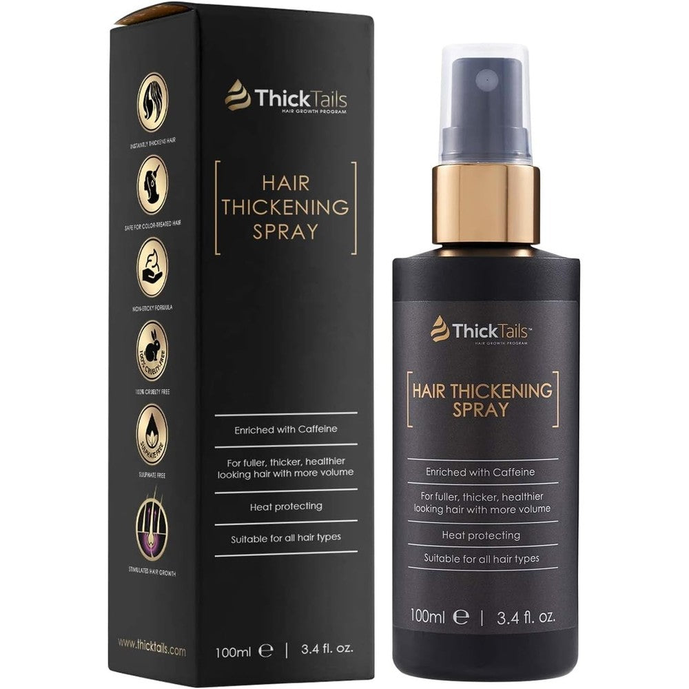 ThickTails Hair Thickening Spray front view of the three point four fluid ounce bottle for instant root volume