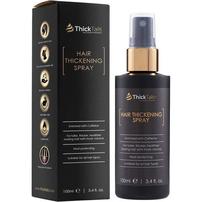 ThickTails Hair Thickening Spray front view of the three point four fluid ounce bottle for instant root volume