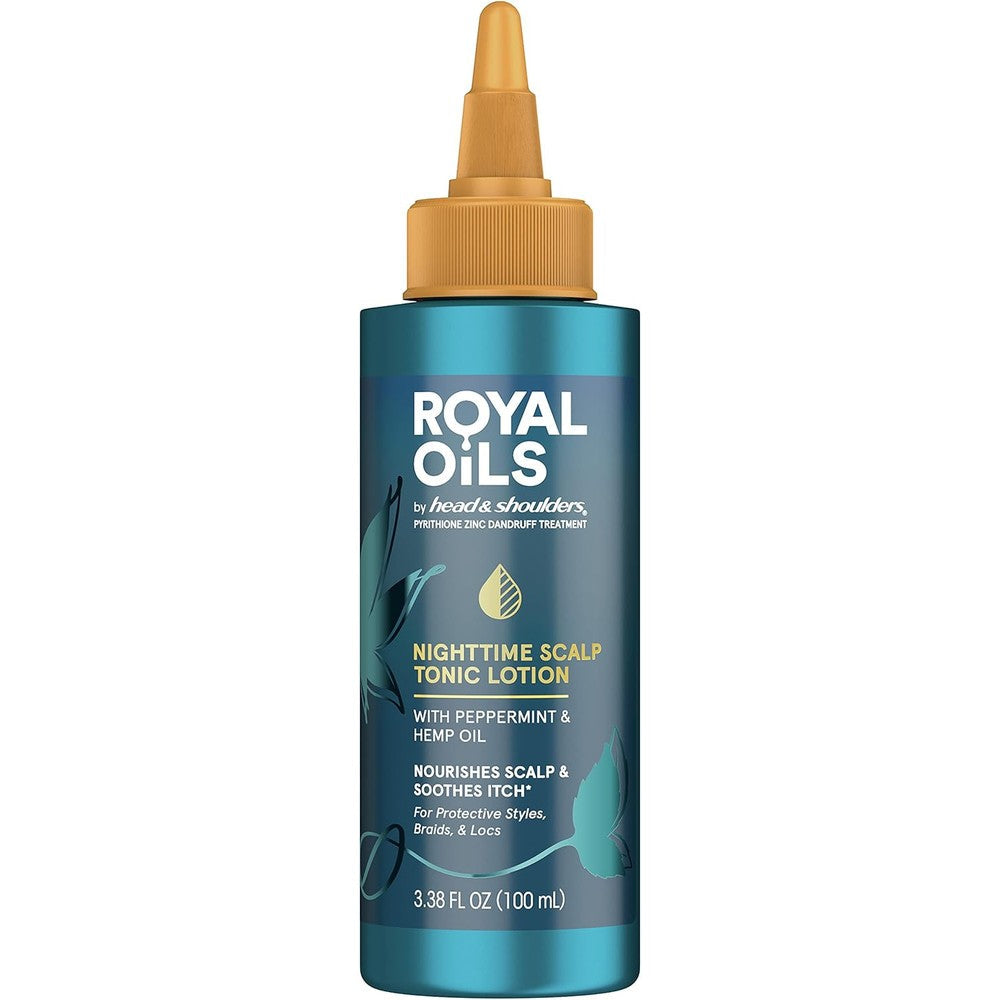 Head and Shoulders Royal Oils Nighttime Scalp Tonic Lotion front view bottle for curly hair care
