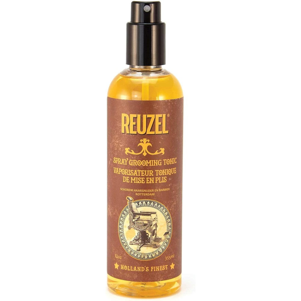 Reuzel Spray Grooming Tonic front view showing the 12 fluid ounce bottle