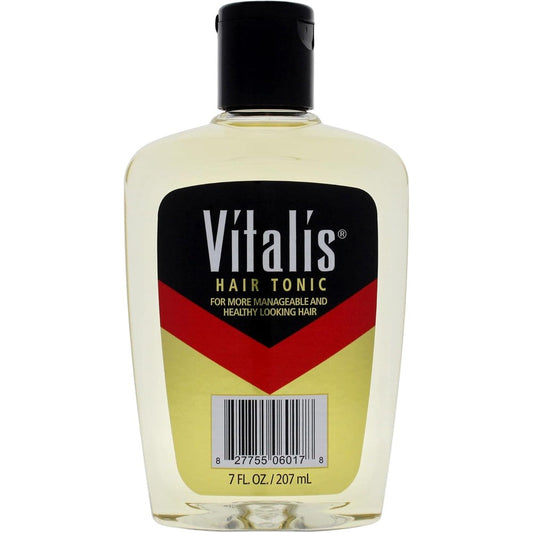 Vitalis Hair Tonic For Men 7 Ounce front bottle view for authentic grooming