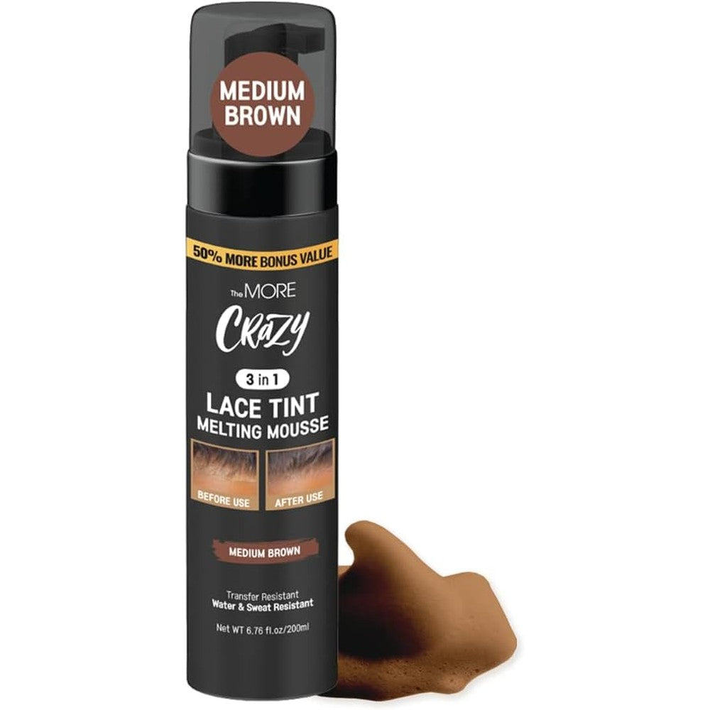 The MORE 3 in 1 Lace Tint Mousse front view of 6.76 fluid ounce bottle
