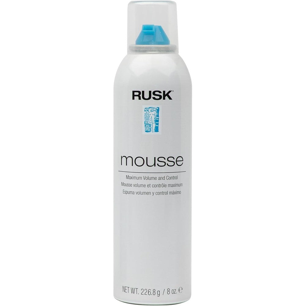 RUSK Designer Collection Mousse front view showcasing professional salon volumizing packaging.