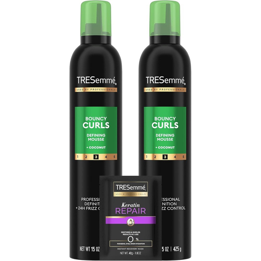 TRESemmÃ© Defining Hair Mousse Bouncy Curls two pack front view authentic imported styling foam