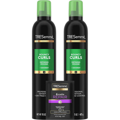 TRESemmÃ© Defining Hair Mousse Bouncy Curls two pack front view authentic imported styling foam