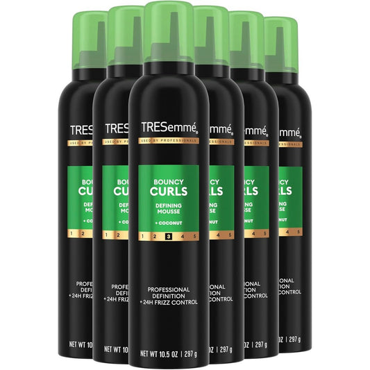 TRESemmÃ© Flawless Curls Nourishing Mousse front view showcasing product branding