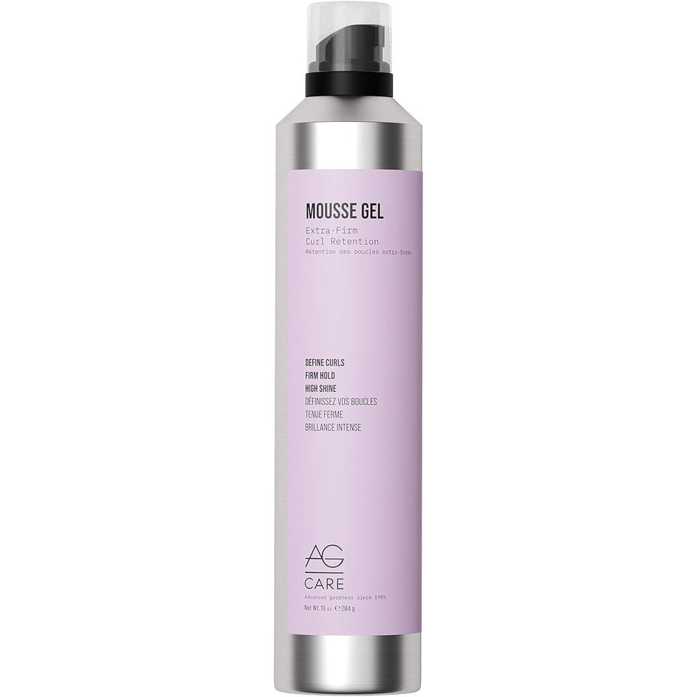 AG Care Mousse Gel Extra-Firm Curl Retention front view aerosol canister for curly hair styling