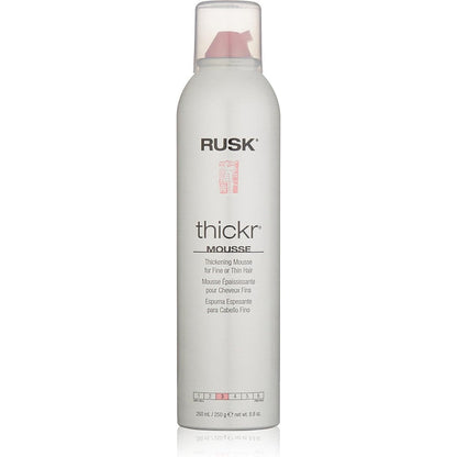 Rusk Thickr Thickening Mousse Foam 8.8 Fluid Ounce front view showing volumizing styling can