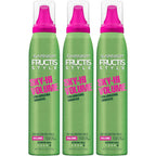 Garnier Fructis Style Sky-Hi Volume Mousse front view three pack for hair styling