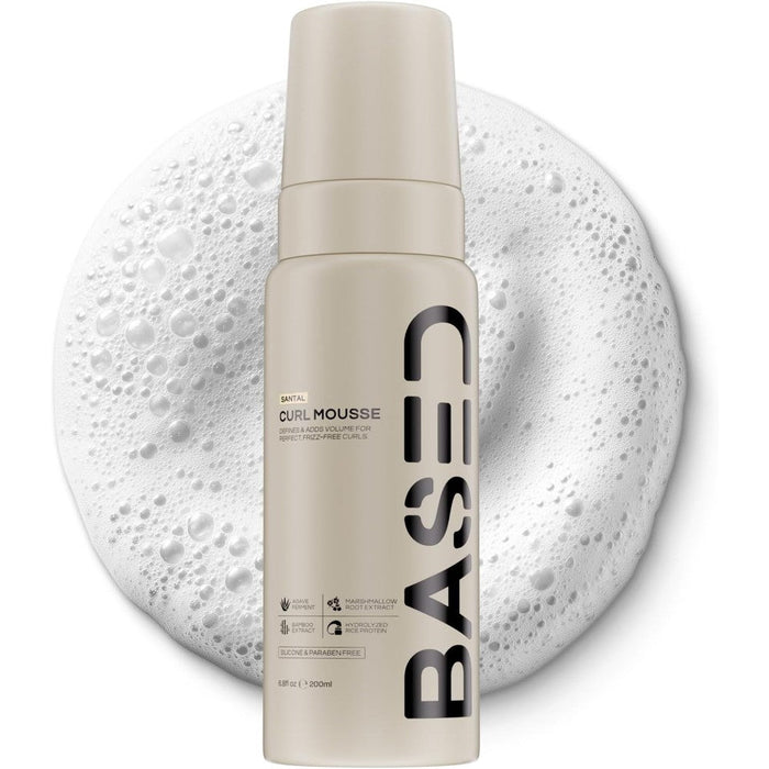 BASED Bodyworks Santal Curl Mousse front view showing packaging details and fluid volume