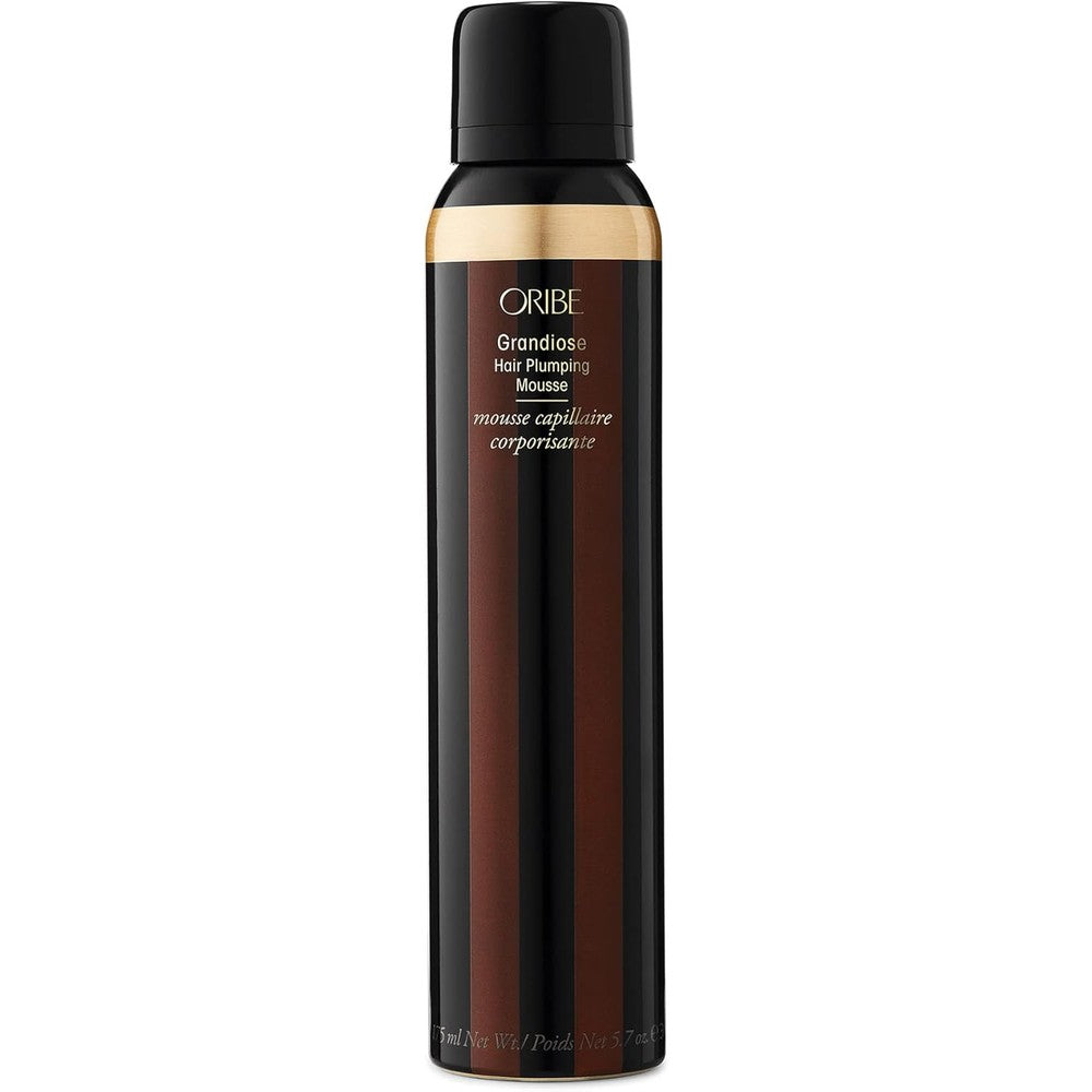 Oribe Grandiose Hair Plumping Mousse front view premium volumizing foam bottle
