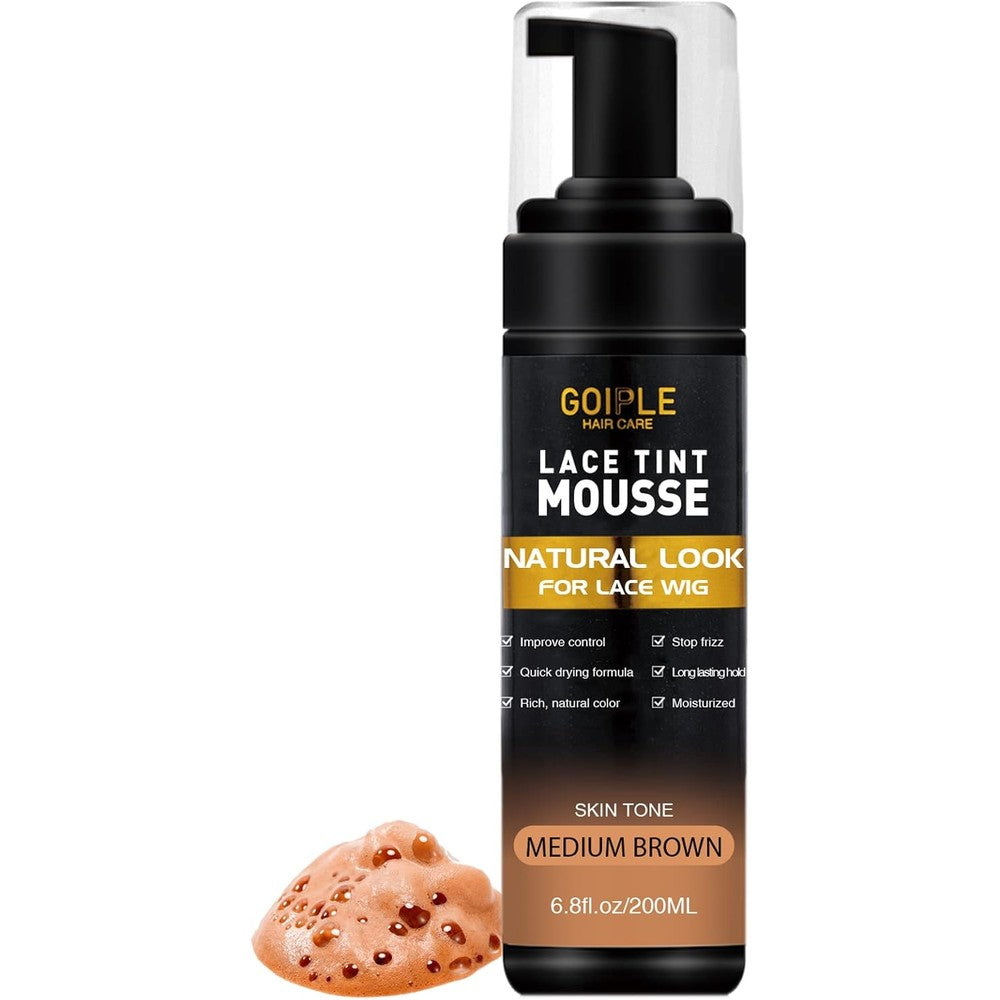 Goiple Lace Tint Melting Hair Mousse Medium Brown front view showing bottle packaging