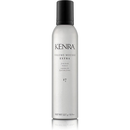 Kenra Volume Mousse Extra Seventeen eight ounce canister front view for firm hold hair styling