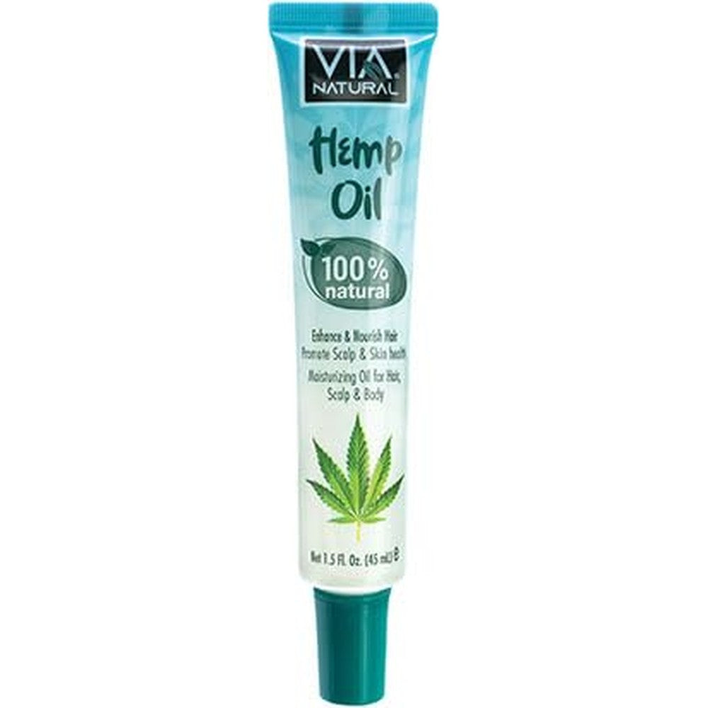 Via Natural 100% Natural Hemp Oil Ultra Care Tube Oil front view for hair and scalp treatment