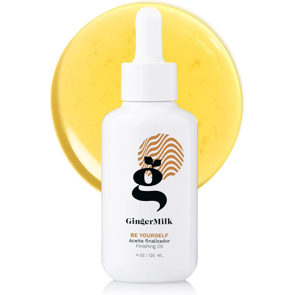 Ginger Milk Natural Care Be Yourself Finishing Oil front view bottle of imported hair oil for curly hair textures.