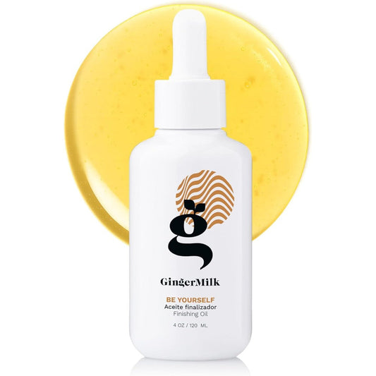 Ginger Milk Natural Care Be Yourself Finishing Oil front view bottle of imported hair oil for curly hair textures.