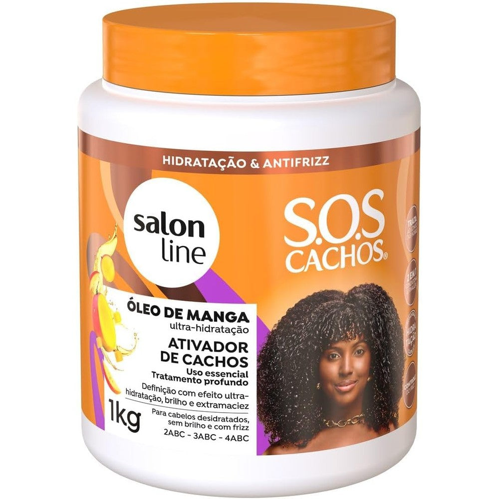 Salon Line S.O.S Cachos Manga Curl Activator front view 1kg jar for curly hair styling