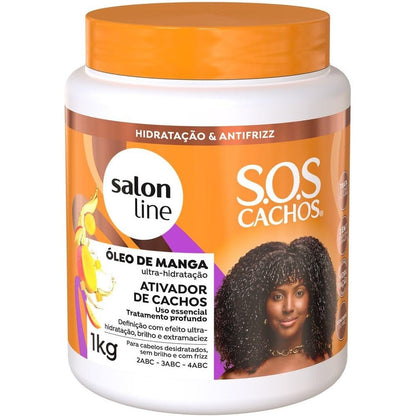 Salon Line S.O.S Cachos Manga Curl Activator front view 1kg jar for curly hair styling