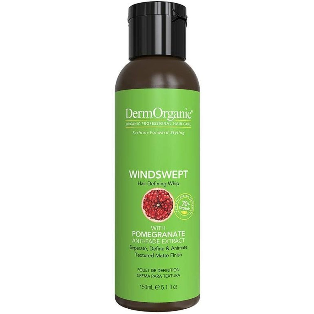 DermOrganic Windswept Hair Defining Whip bottle front view professional salon styling cream