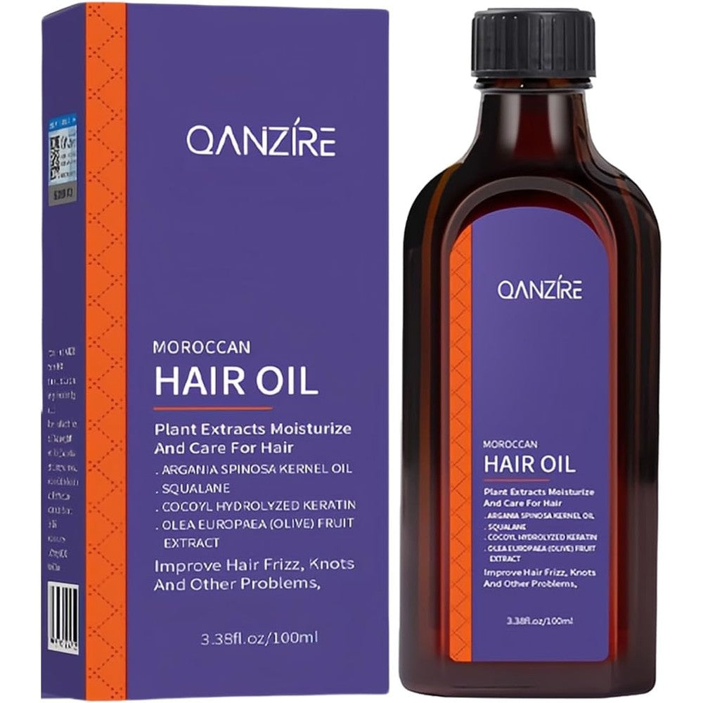 YJLYQF Purple Moroccan Hair Oil 100ml bottle front view for anti frizz hair treatment