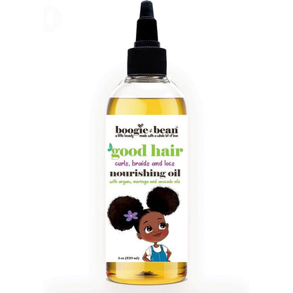 Boogie and Bean Baby Hair Oil front view for kids curly hair care