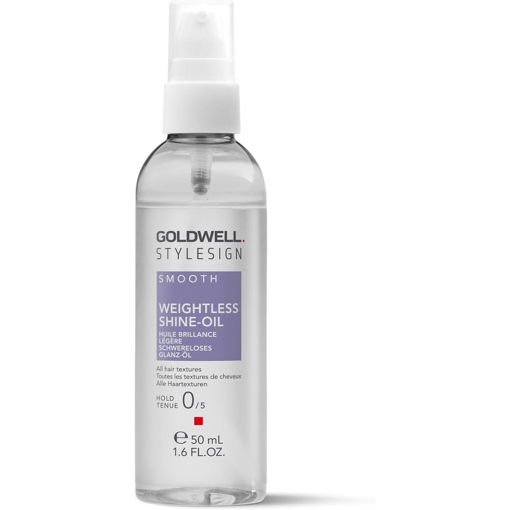 Goldwell StyleSign Weightless Shine Oil fifty milliliters front view showing bottle styling details