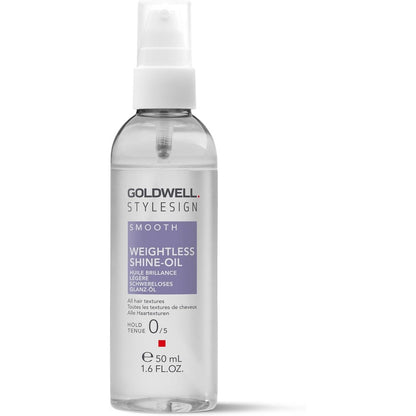 Goldwell StyleSign Weightless Shine Oil fifty milliliters front view showing bottle styling details