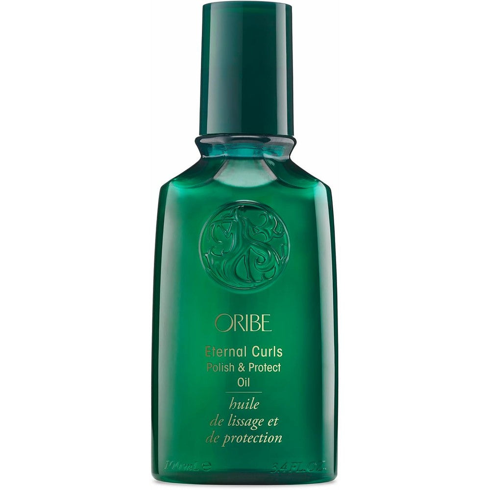 Oribe Eternal Curls Polish and Protect Oil front view of the luxury bottle for curly hair styling