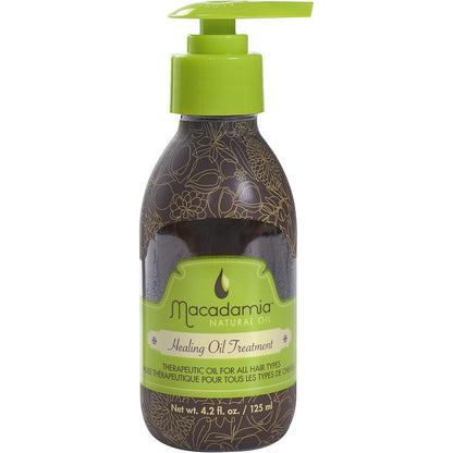Macadamia Natural Oil Healing Oil Treatment front view of premium glass bottle for professional hair care.