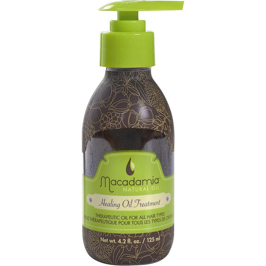Macadamia Natural Oil Healing Oil Treatment front view of premium glass bottle for professional hair care.