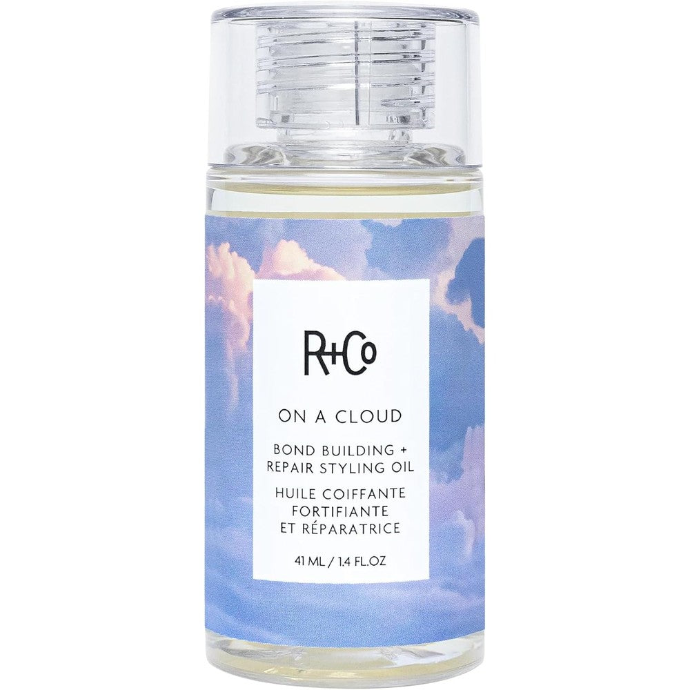 R+Co On a Cloud Bond Building Repair and Styling Oil front view packaging for frizz control