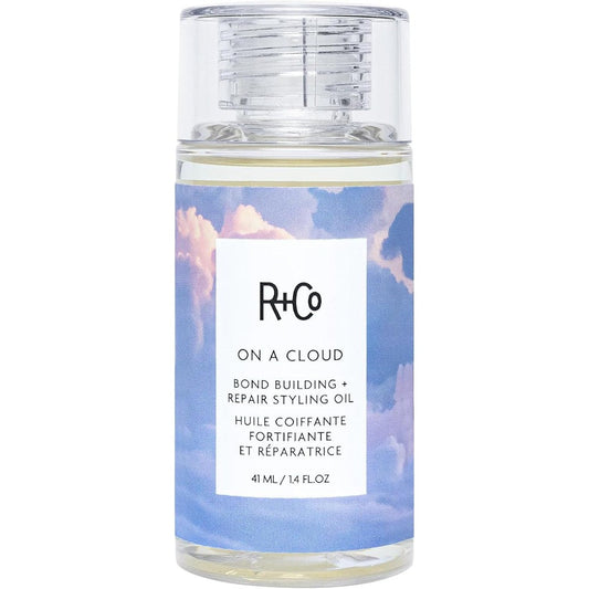 R+Co On a Cloud Bond Building Repair and Styling Oil front view packaging for frizz control