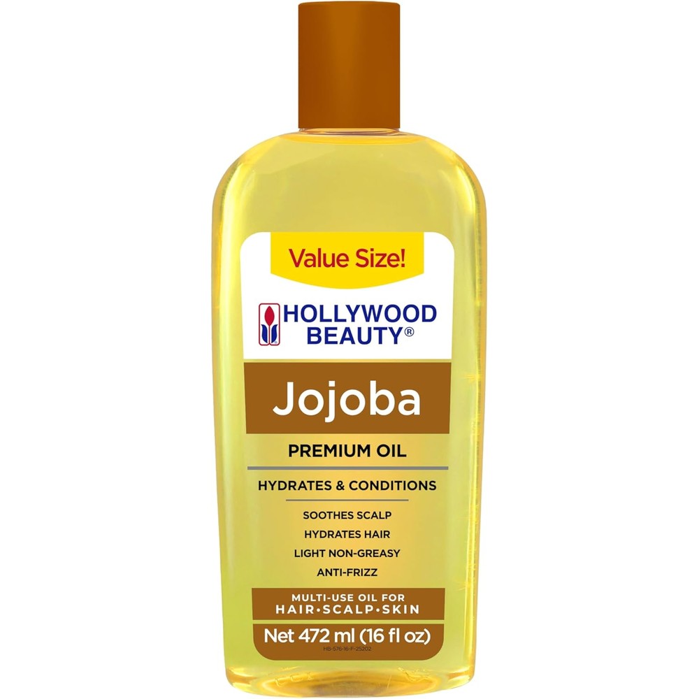 Hollywood Beauty Jojoba Oil front view premium hydrating oil for hair and scalp care