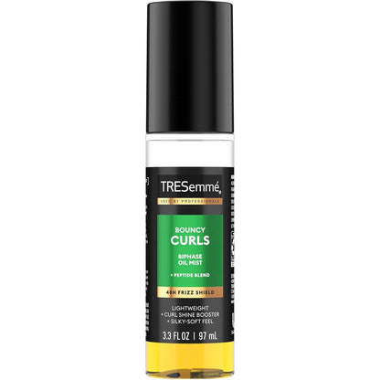 Tresemme Bouncy Curls Biphase Oil Mist front view for curly hair styling