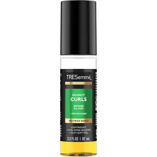 Tresemme Bouncy Curls Biphase Oil Mist front view for curly hair styling