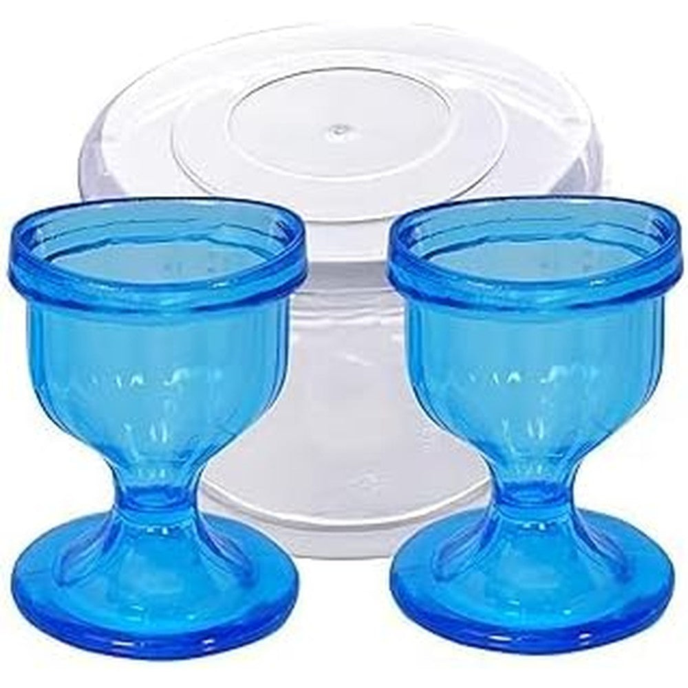 Ayushya Health Eye Wash Cup front view blue and transparent set.