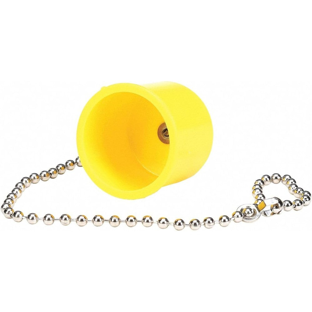Bradley S53-310 eyewash dust cover assembly front view with beaded chain for industrial safety.