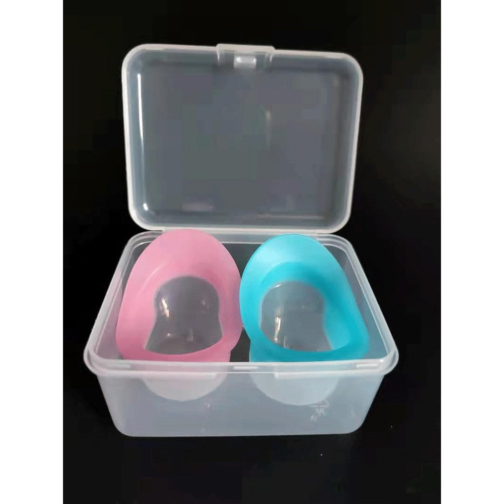 WsjiaboFux silicone eye wash cup kit front view blue and pink set
