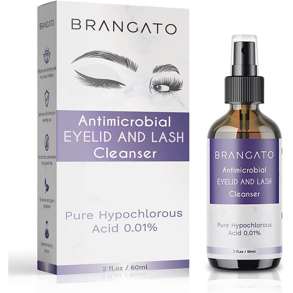 Brangato Eyelid and Lash Cleanser 60ml bottle front view for dry eye relief.