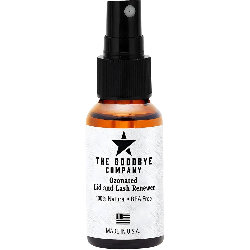 The Goodbye Company Ozonated Lid and Lash Renewer front view bottle for dry eye relief