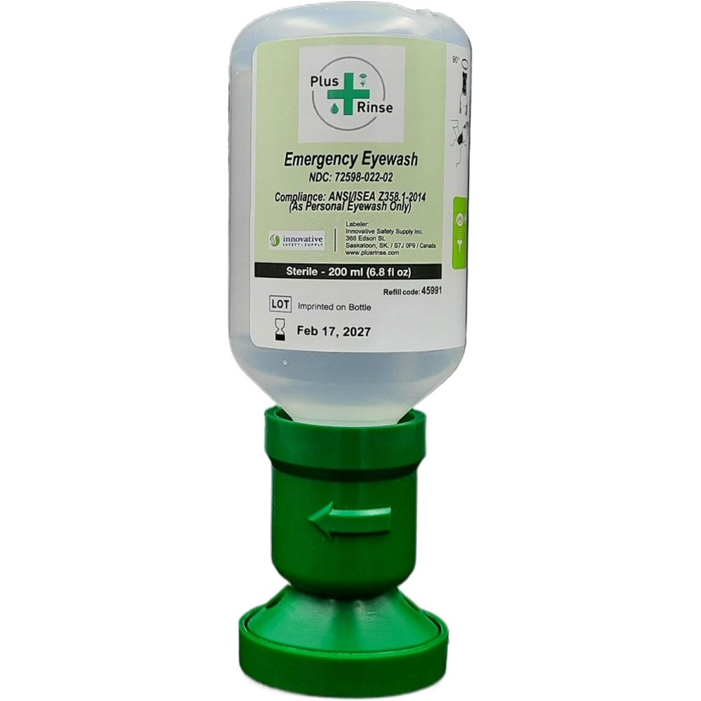Plum Plus Rinse Sterile Saline Eyewash Pack of 2 front view showing ergonomic eyecups.