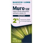 Bausch + Lomb Muro 128 2 Percent Solution front packaging for corneal edema relief.