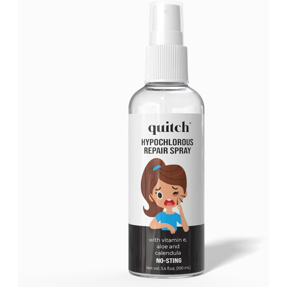 Quitch Stye Eye Treatment spray bottle front view for eyelid hygiene.