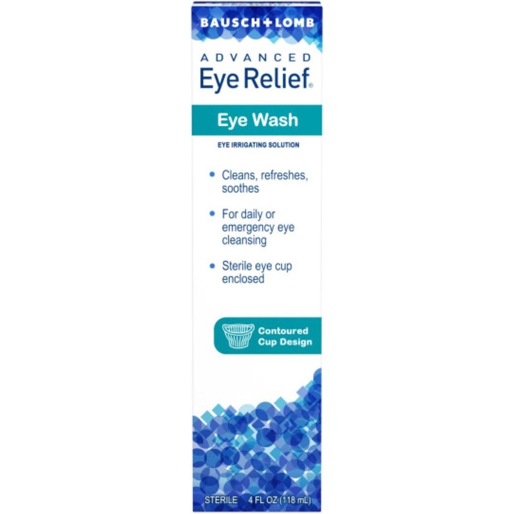 Bausch + Lomb Advanced Eye Relief Eye Wash front bottle view for eye irrigation