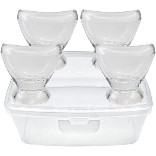 Boyizupha Transparent Glass Eye Wash Cup front view of four glass cups